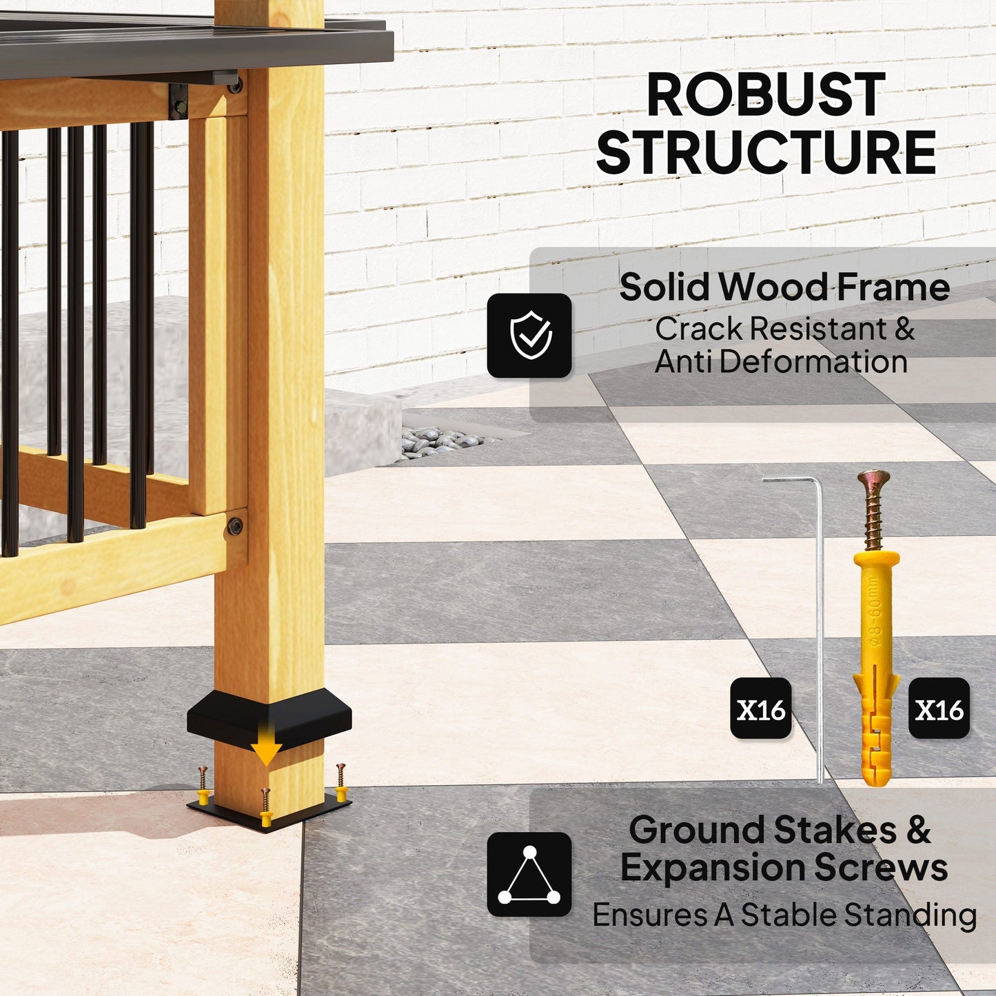Outsunny 13' x 6' Wooden BBQ Grill Gazebo with Metal Roof 2 Bar Shelves and 6 Hooks, Natural - 84C-650V00ND