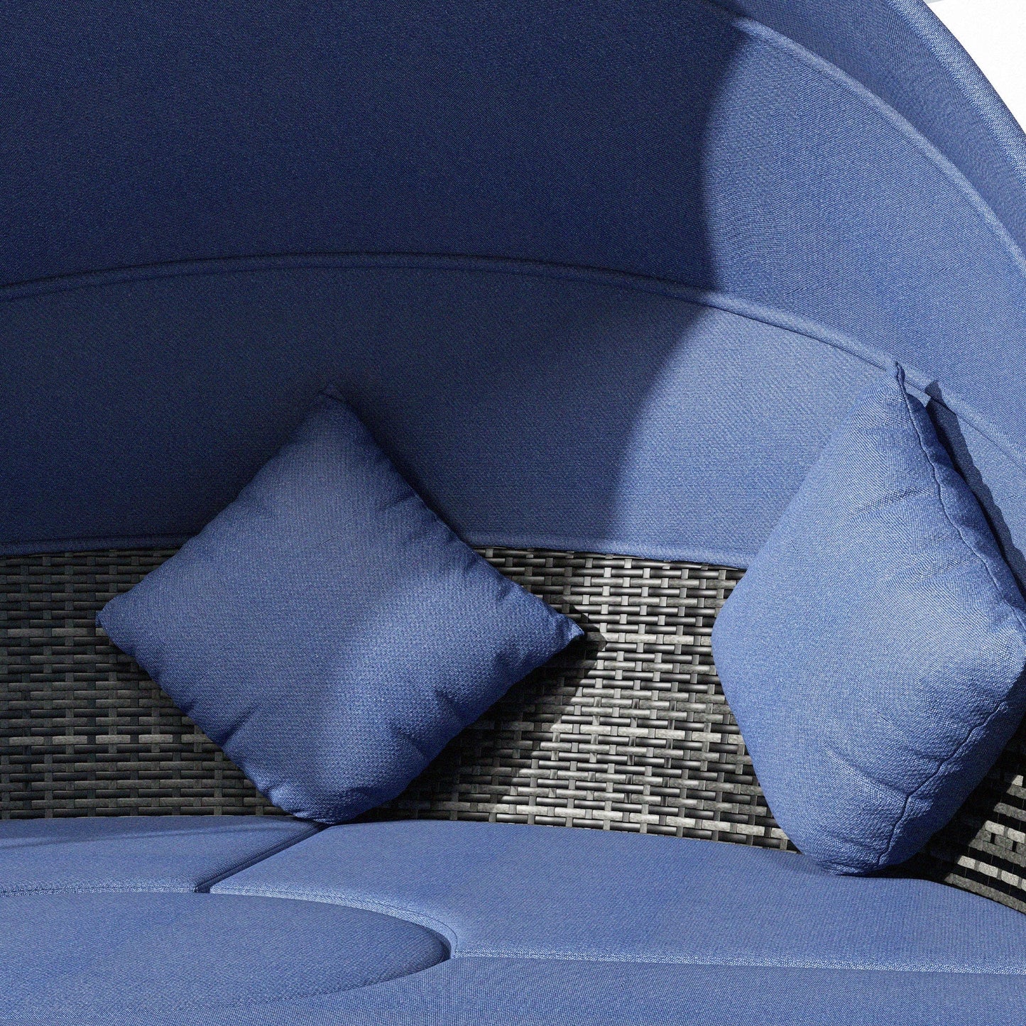 Outsunny 4-Piece Round Convertible Daybed with Adjustable Canopy, Sectional Sofa, 2 Chairs, Table, Dark Blue - 862-021V01DB