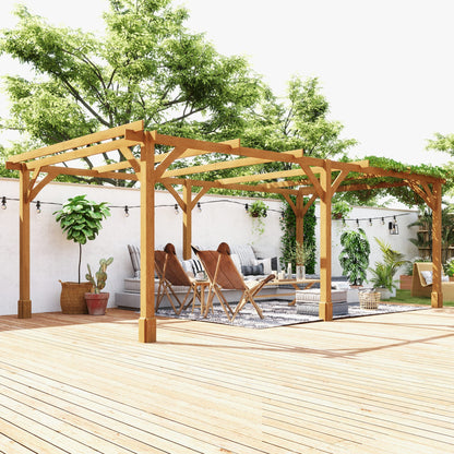 Outsunny 20' x 10' Wood Pergola with Sturdy Grape Trellis for Climbing Plants, Dark Brown - 84C-576V01DR